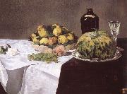Edouard Manet Stilleben with melon and peaches oil painting artist